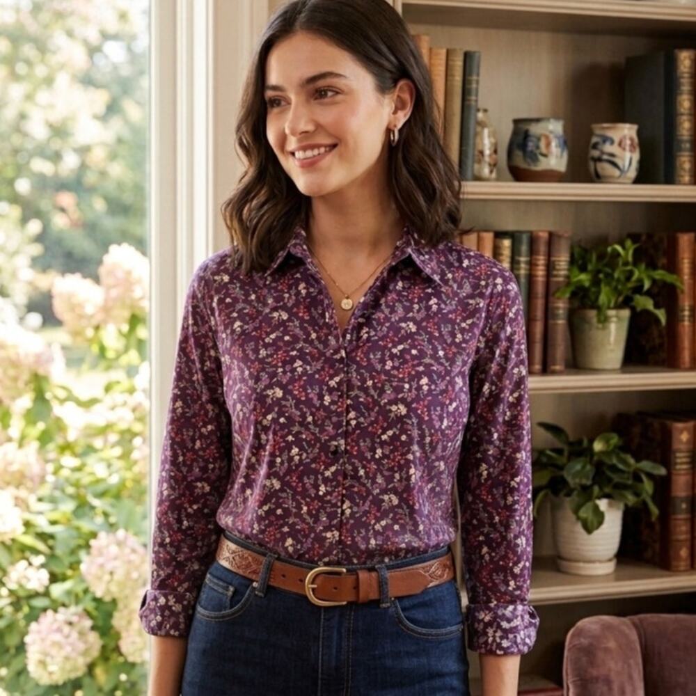 Vintage 90's Classic Elements Cotton Small Floral Print Cottagecore Blouse